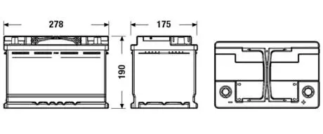 Акумулятор 12В 70Агод./720А DUAL EFB, MARINE/RV (R+ стандартні) 278x175x190 B13 (додатковий/пусковий/подвійного призначення/efb) EXIDE EZ600