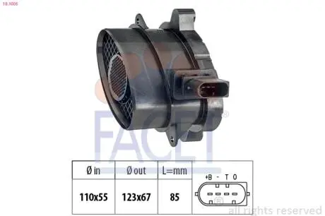 Расходомер воздуха BMW 3(E46/E90)/ 5(E60)/X3(E83) 2.0D/2.5D/3.0D 03-11 FACET 10.1005