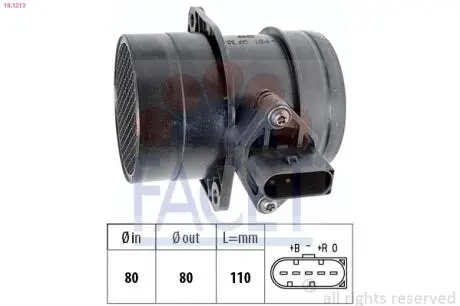 Витратомір повітря (5 конт.) VW GOLF IV/PASSAT 2.3 96-06 FACET 10.1213