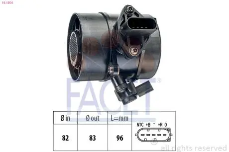 Витратомір повітря MERCEDES C,E-class (W203/W204/W211 2.1-3.2CDI 02-10 FACET 10.1354