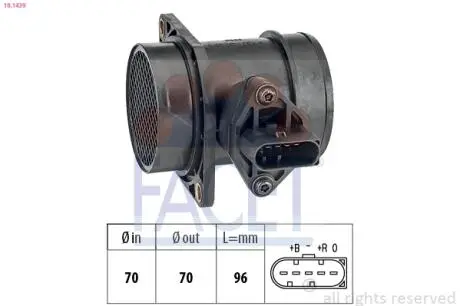 Расходомер воздуха (5конт.) AUDI A4/ A6/SKODA OCTAVIA 1.6/1.8T 96-10 FACET 10.1439