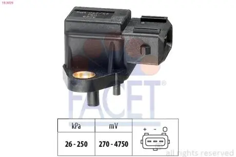 Датчик давления наддува (3 конт.) BMW 3(E36)/5(E34,E39)/7(E38) 2.5D 91-07 FACET 10.3029