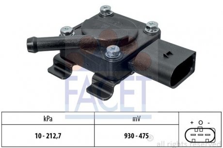 Датчик тиску вихлопних газів BMW 1/3/5/7/X3/X5 2.0-4.5 d 02-> FACET 10.3312