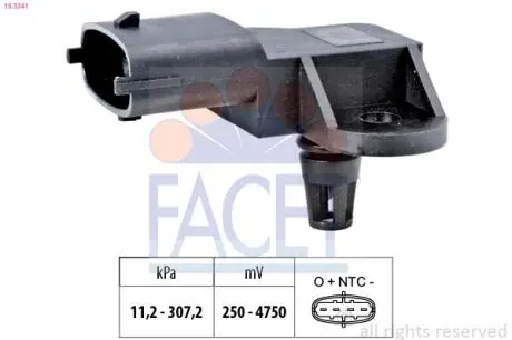 Датчик давления выхлопных газов Fiat Doblo / Ford Focus/Mondeo/Transit Connect 1.0-2.3 i/EcoBoost 11-> FACET 10.3341