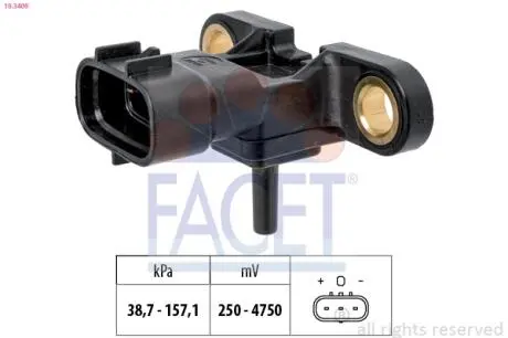 Датчик давления выхлопных газов Lexus GX / Toyota Land Cruiser 4.7i 01-> FACET 10.3409
