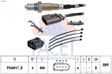 Датчик кислорода (лямбда-зонд) Audi Skoda Fabia/Octavia/ VW Bora/Golf 1.0-3.2 96-08 FACET 10.8253