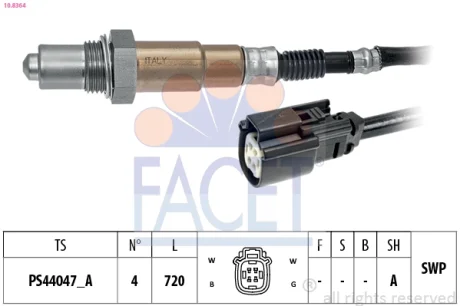 Датчик кислорода (лямбда-зонд) нижний Ford Focus III (10-) 2.0 Gdi (10.8364) Fac FACET 108364
