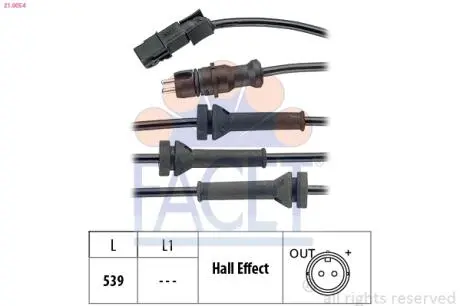 Датчик ABS MEGANE II, SCENIC II, GRAND SCENIC II 1.4-2.0 02-05 передн. FACET 21.0054