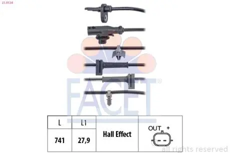 Датчик ABS передний Ford Courier 14-> FACET 21.0124
