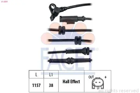 Датчик ABS перед Ducato/Boxer 06- FACET 21.0201