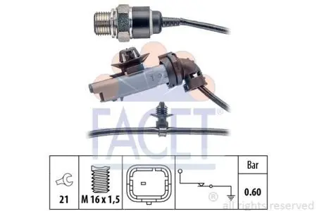 Датчик тиску олії (0,5bar/1 конт./серій) Berlingo/Partner/C4/308 09- 1.6HDi FACET 7.0199