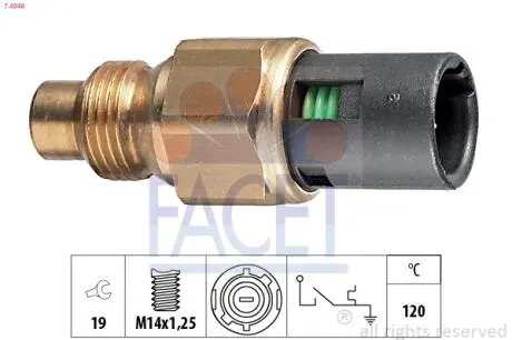 Датчик включения вентилятора к/120°C) RENAULT 19 88-95/KANGOO 97-08 1.4i/TRAFIC 89-97 2.2 FACET 7.4048