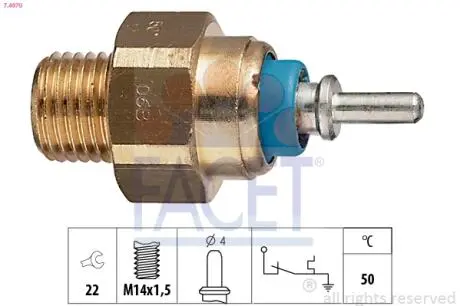 Датчик включения вентилятора Mercedes Benz W124/201/T1/T2 M102/OM602/603 (77-) FACET 7.4070