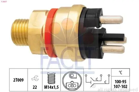 Датчик включения вентилятора Mercedes Benz W124/201 M102/OM601 82-> FACET 7.5637