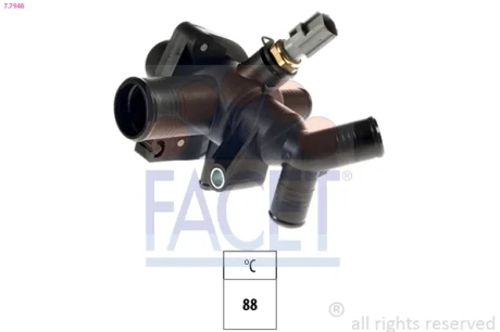 Термостат (с корпусом + датчик) Ford Transit (88 C) (13-) 2.2 TDCi (7.7948) Face FACET 77948