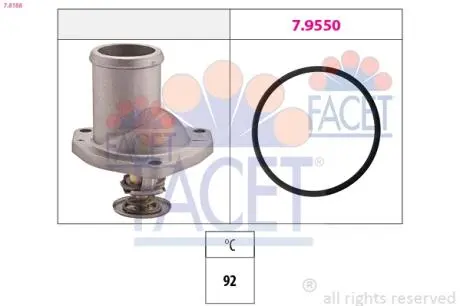 Термостат Opel Ascona C/Kadett E/Omega A/Vectra A 1.8-2.0 82-02 (92C) з прокладкою FACET 7.8188