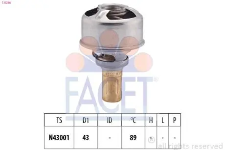 Термостат Renault Trafic/ Clio/Espace/Volvo 340-360 1.0-2.2i 80- (88 C) FACET 7.8246