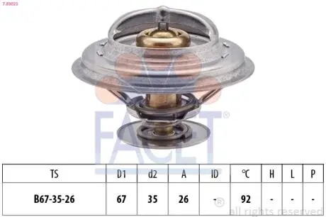Термостат BMW 3(E36)/5(E39) 1.6-2.8 и 89-00(92C) с прокладкой FACET 7.8302S
