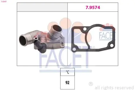 Термостат MB V (638/2)/Opel Astra G/Zafira A 2.0DI/DTI 16V/2.8i 97-11 (92C) с корпусом FACET 7.8347