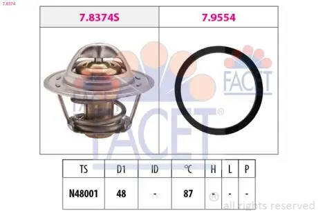 Термостат Ланос 1.5/Авео/Нексія 8V (вставка) FACET 7.8374