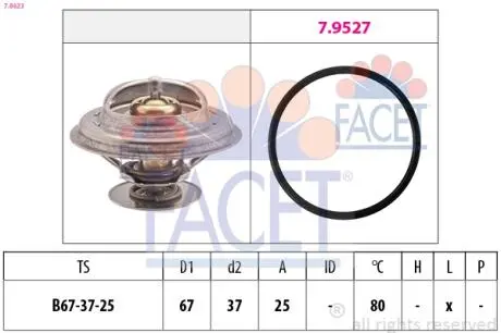 Термостат OM 615-617/BMW 3(E30)/5(E12/E28) 68-/VW 2.3-3.2 V6/VR6 90- (79 C) FACET 7.8623