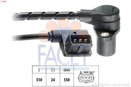 Датчик оборотов коленвала BMW 5(E34)/7(E32) 3.0/3.4 (78-95) FACET 9.0065