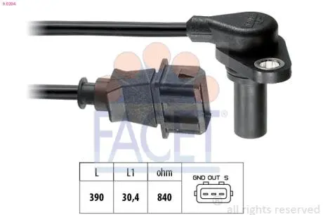 Датчик оборотов коленвала VW Bora/Golf 1.6-2.3 96-07 FACET 9.0204