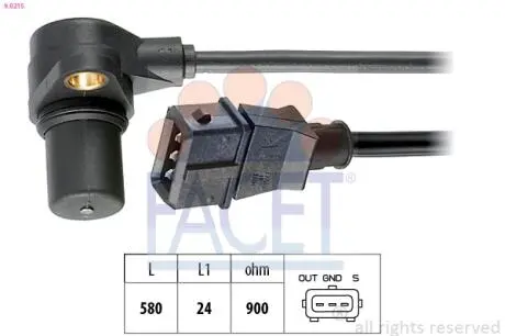 Датчик оборотов коленвала VW Passat 2.8 (96-02) FACET 9.0215