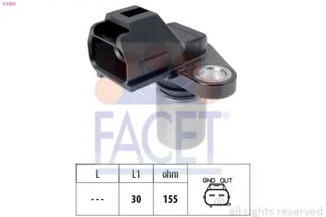 Датчик оборотов коленвала Volvo C30/C70/ S40/S60/S80/ CX70/XC90 2.0-4.4 (97-) FACET 9.0263