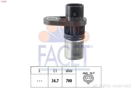 Датчик положення коленвала Opel Astra/Vectra 2.2 i 00-> FACET 9.0292