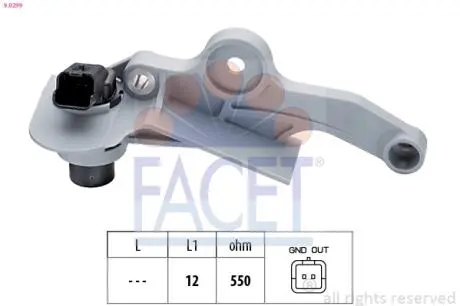 Датчик оборотов коленвала Citroen C4 i 1.6 16v (04-11) FACET 9.0299