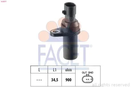 Датчик оборотов коленвала Fiat DOBLO,LINEA, 500, BRAVA, BRAVO, GRANDE PUNTO 1.2-1.4LPG 99- FACET 9.0377