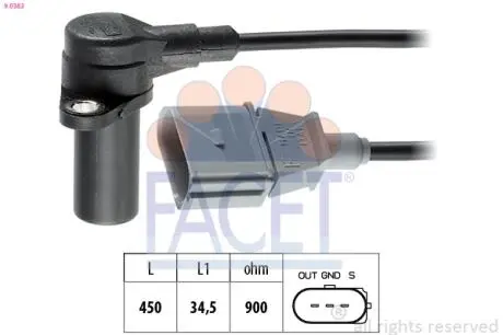 Датчик обертів колінвалу Audi A6/A8/Q7 3.3-4.2 i/TDI (98-) FACET 9.0383