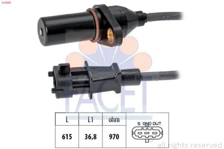 Датчик оборотов коленвала Hyundai Santa fe ii 2.2 crdi (06-12) FACET 9.0569