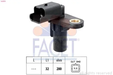 Датчик оборотов коленвала Opel Vivaro/ Renault Laguna II/Megane III 1.4-1.9dCi-2.0 01- FACET 9.0579