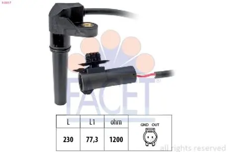 Датчик оборотов коленвала Citroen Jumpy / Peugeot Expert / Renault Kangoo 1.4-2.0 i (97-) FACET 9.0617