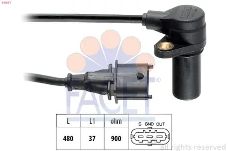 Датчик оборотов коленвала Fiat PUNTO,BRAVA,BRAVO/Lancia KAPPA 1.9D/2.4D (96-) FACET 9.0631