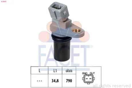 Датчик обертів колінвала Smart 451/452 0.7-1.0 i/Turbo/CDi 03-> FACET 9.0641