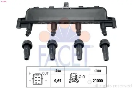 Катушка воспаления BERLINGO/C2/C3 I/C3/P206/P307 1.1-1.6 93- FACET 9.6305