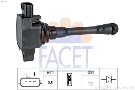 Катушка зажигания Renault Logan II, Sandero II (17-) 1.0 B4D (9.6543) FACET 96543