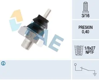 Датчик тиску оливи Ford Transit 2.5D 88-92 (0.4 bar) (1/8x27 NPTF) FAE 12180