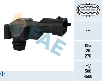 Датчик тиску у впускному колекторі (3 pin) OPEL ADAM, ASTRA J, ASTRA J GTC, CASCADA, CORSA D, CORSA E, INSIGNIA A, MERIVA B, MOKKA / MOKKA X, ZAFIRA C 1.4/1.4LPG/1.6 12.09- FAE 15100