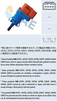 Датчик педалі гальма Citroen Jumper 2.2/3.0 HDi 06-/Fiat Doblo 1.3/1.6/2.0D 10- FAE 24796