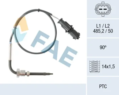 Датчик температури вихлопних газів (після DPF) ALFA ROMEO MITO, CITROEN NEMO, NEMO/MINIVAN, FIAT FIORINO/MINIVAN, GRANDE PUNTO, PUNTO, PUNTO EVO, PUNTO EVO/HATCHBACK, PUNTO/HATCHBACK 1.3D 10.05- FAE 68080