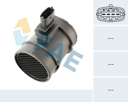 Витратомір повітря (4 pin, модуль) ALFA ROMEO 156, 159, CADILLAC BLS, CHEVROLET CAPTIVA, FIAT DOBLO, DOBLO/MINIVAN, GRANDE PUNTO, IDEA, SEDICI, LANCIA MUSA, OPEL ANTARA A, ASTRA H 1.3D-2.0D 10.01- FAE 69031