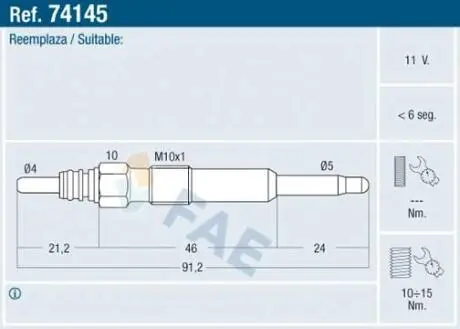 Свіча розжарювання FAE 74145