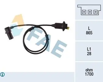 Датчик ABS задн Лів/Прав MERCEDES A (W168), VANEO (414) 1.4-2.1 07.97-07.05 FAE 78082