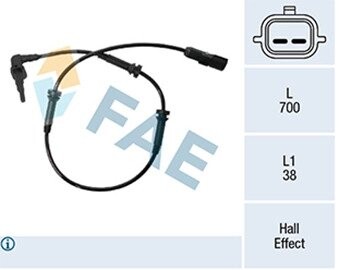 Датчик ABS (передний) Renault Captur/Clio/Zoe 12- (L=709mm) FAE 78503 (фото 1)