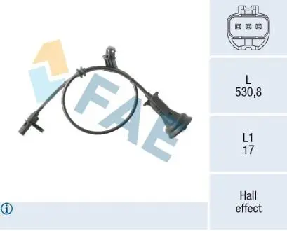 Датчик ABS (задний) MB A-class (W169)/B-class (W245) 04-12 FAE 78566