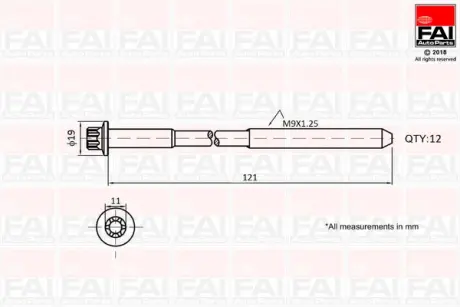 Гвинт ГБЦ к-кт OPEL ASTRA 1.4 09-20, INSIGNIA 1.4 11-17, ZAFIRA 1.4 11- CHEVROLET CRUZE 1.4 11- FAI B1630